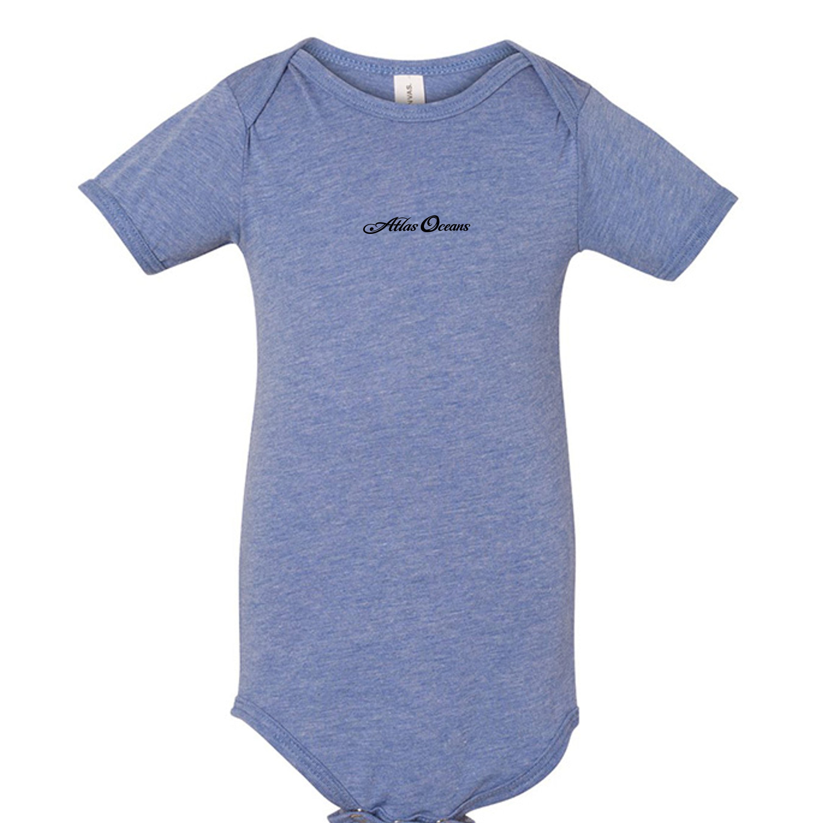 Atlas Oceans First Baby One-Piece · Ocean Blue · Front