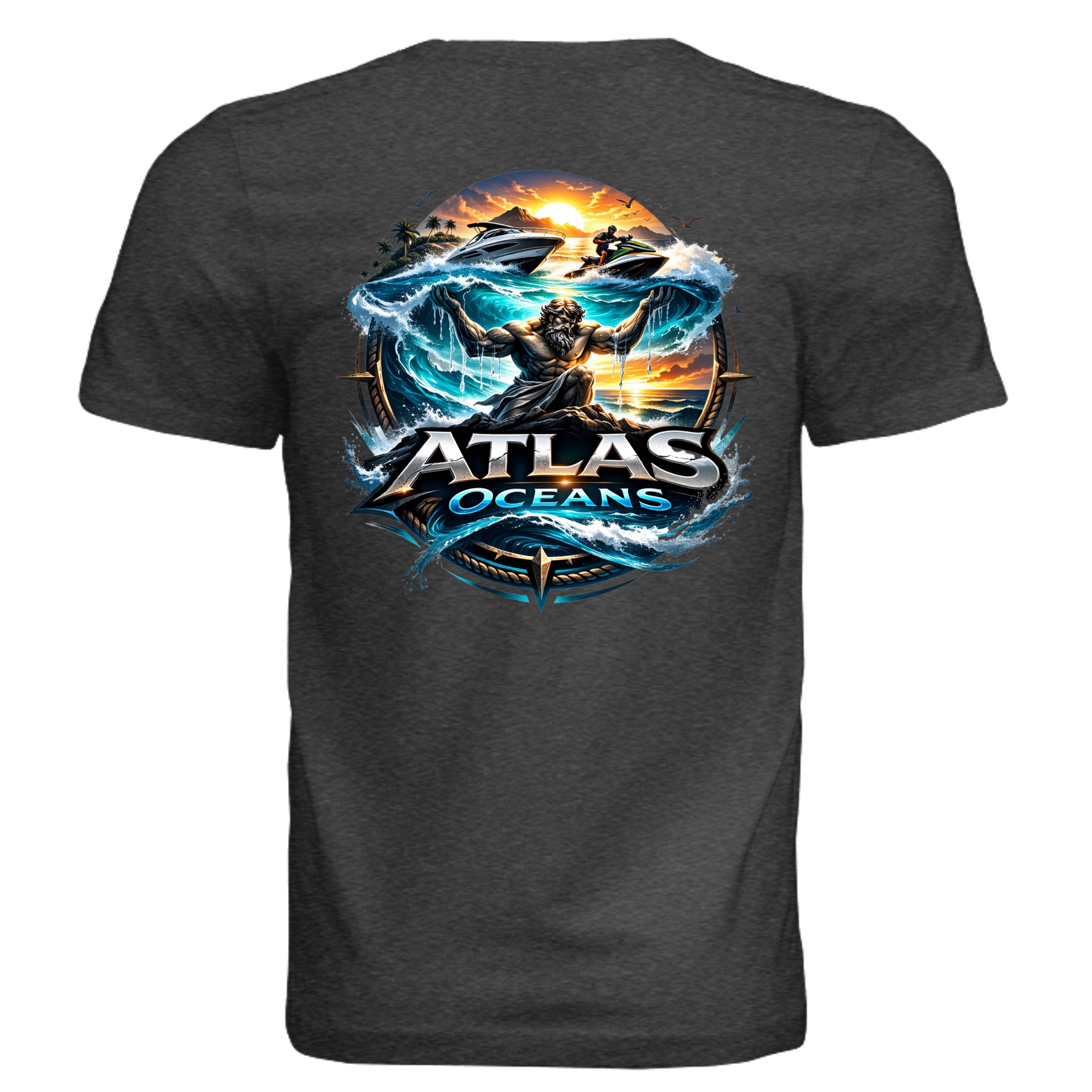 Atlas Oceans On Earth Tee · Charcoal · Back