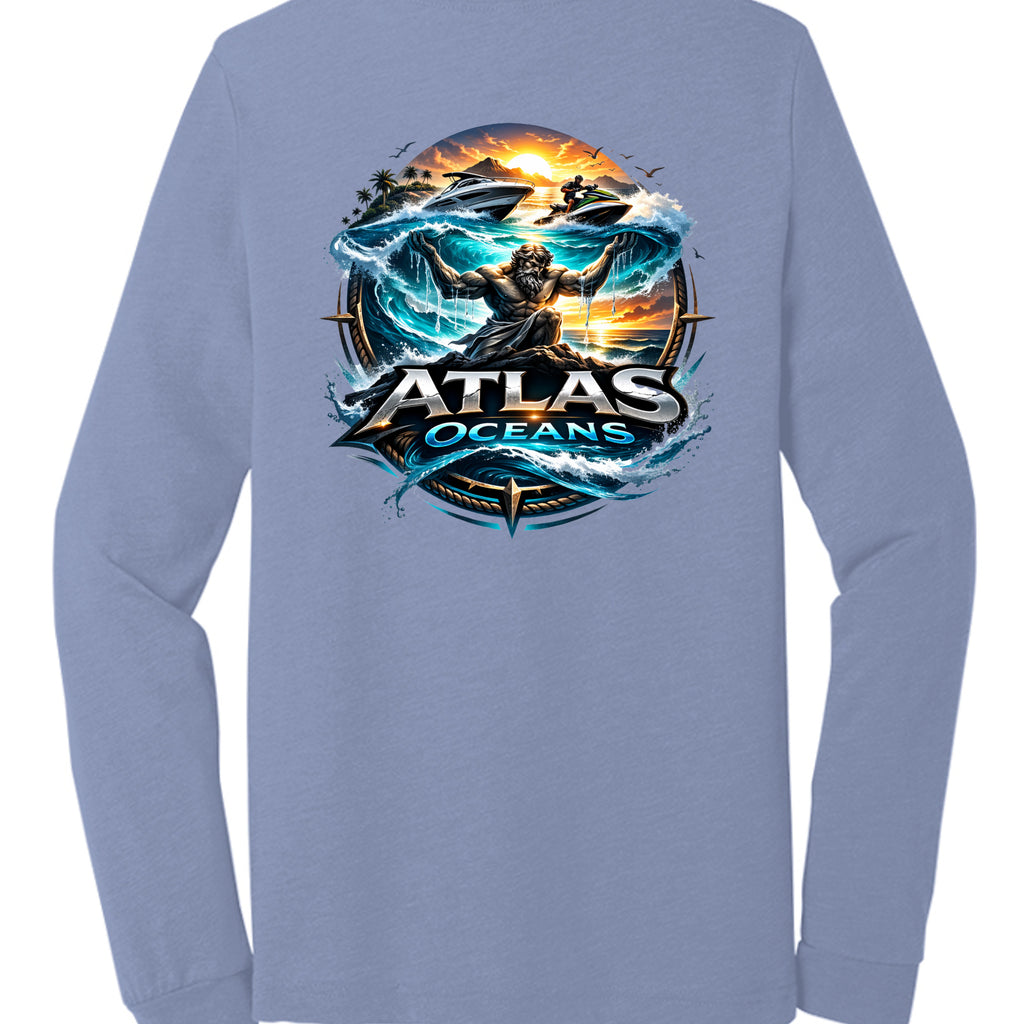 Atlas Oceans Earth Skyline Sleeve · Ocean Blue · Back