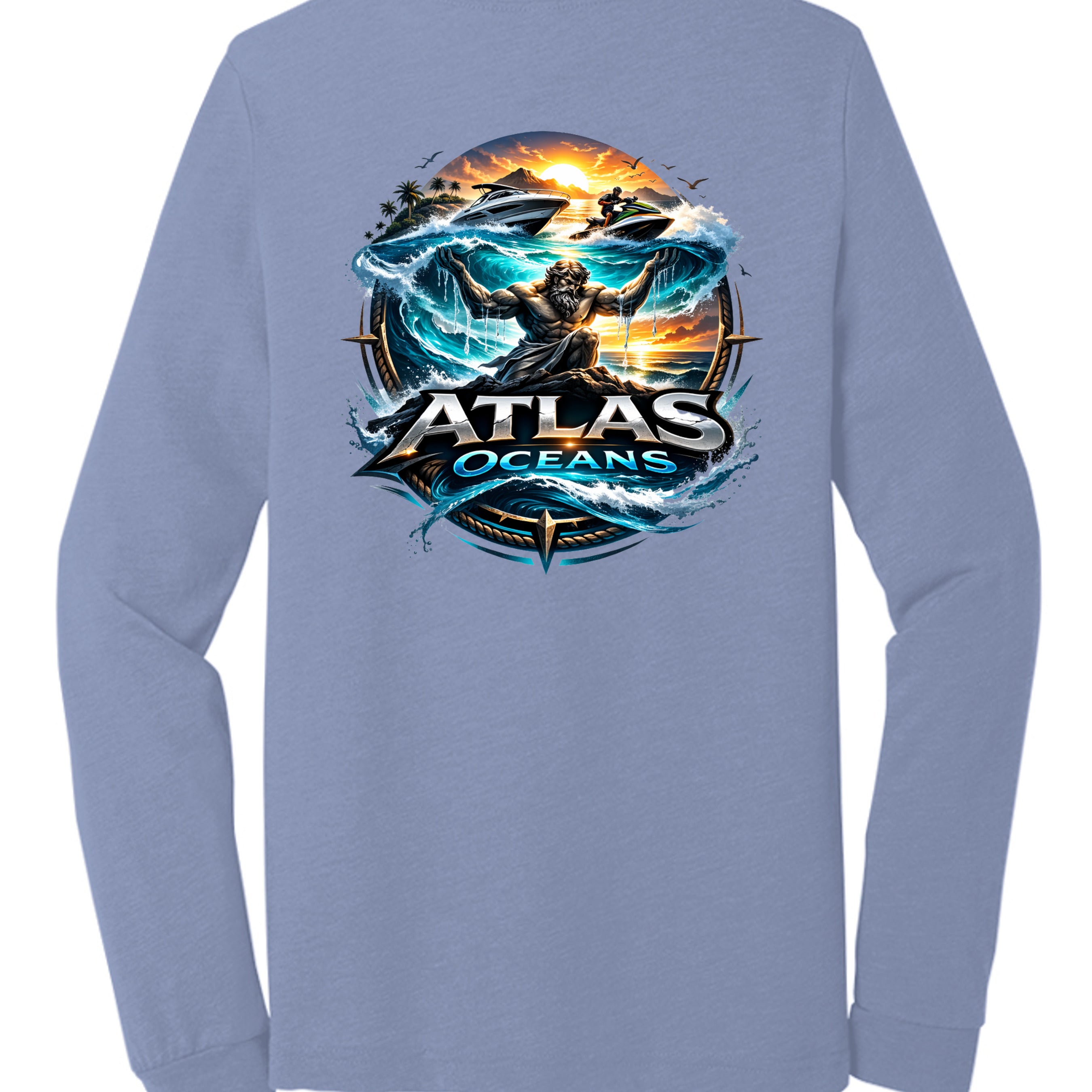 Atlas Oceans Earth Skyline Sleeve · Ocean Blue · Back