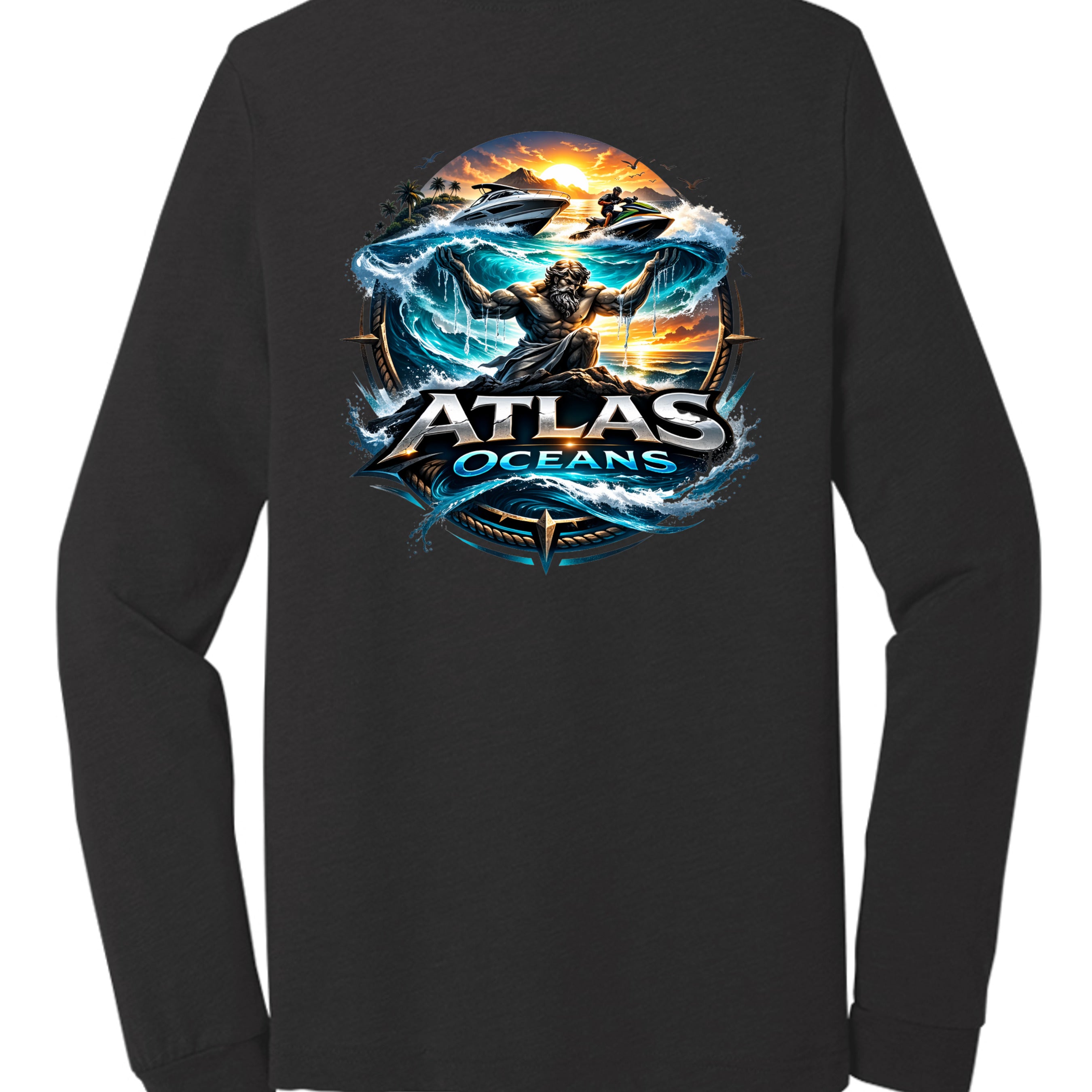 Atlas Oceans Earth Skyline Sleeve · Midnight Black · Back