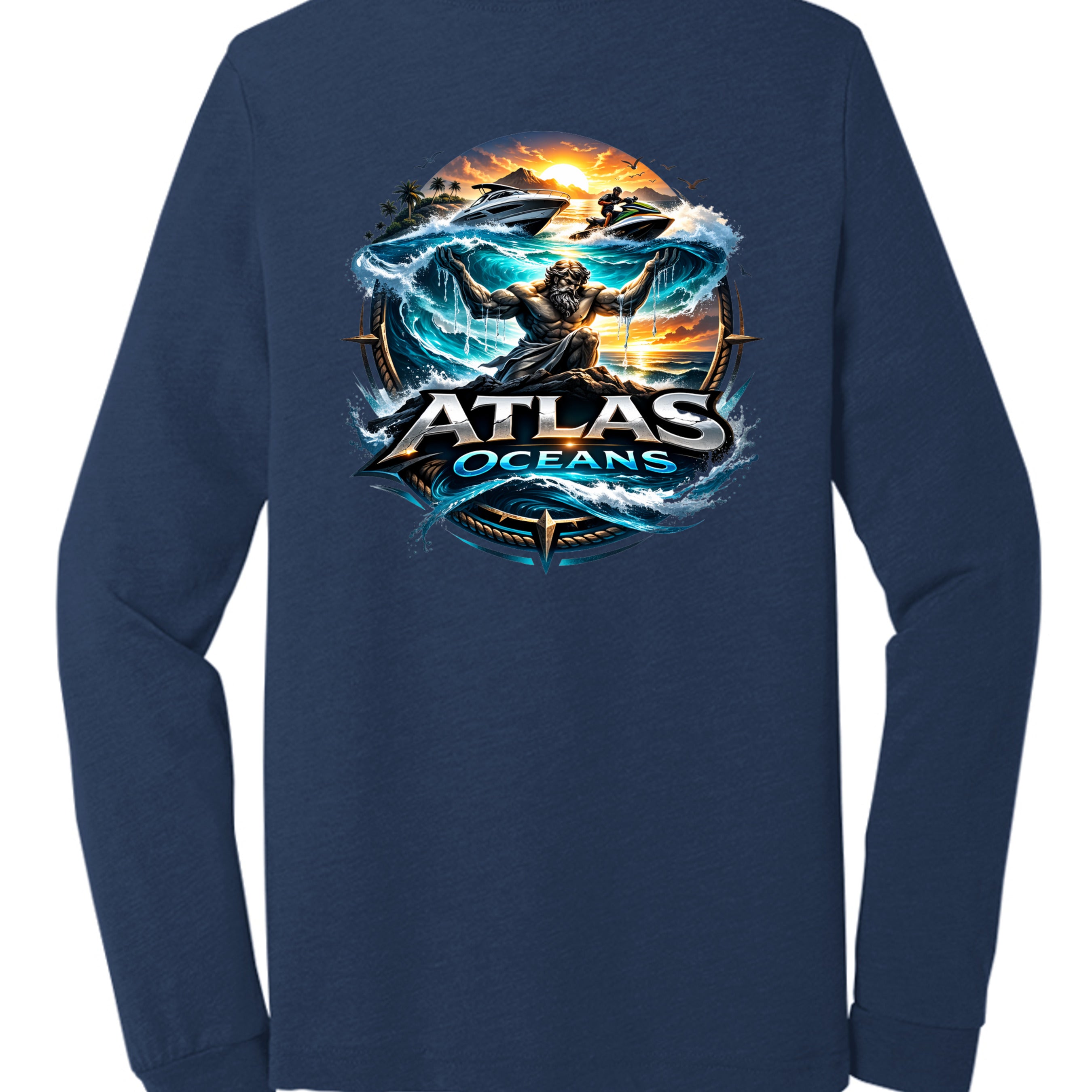 Atlas Oceans Earth Skyline Sleeve · Deep Navy · Back
