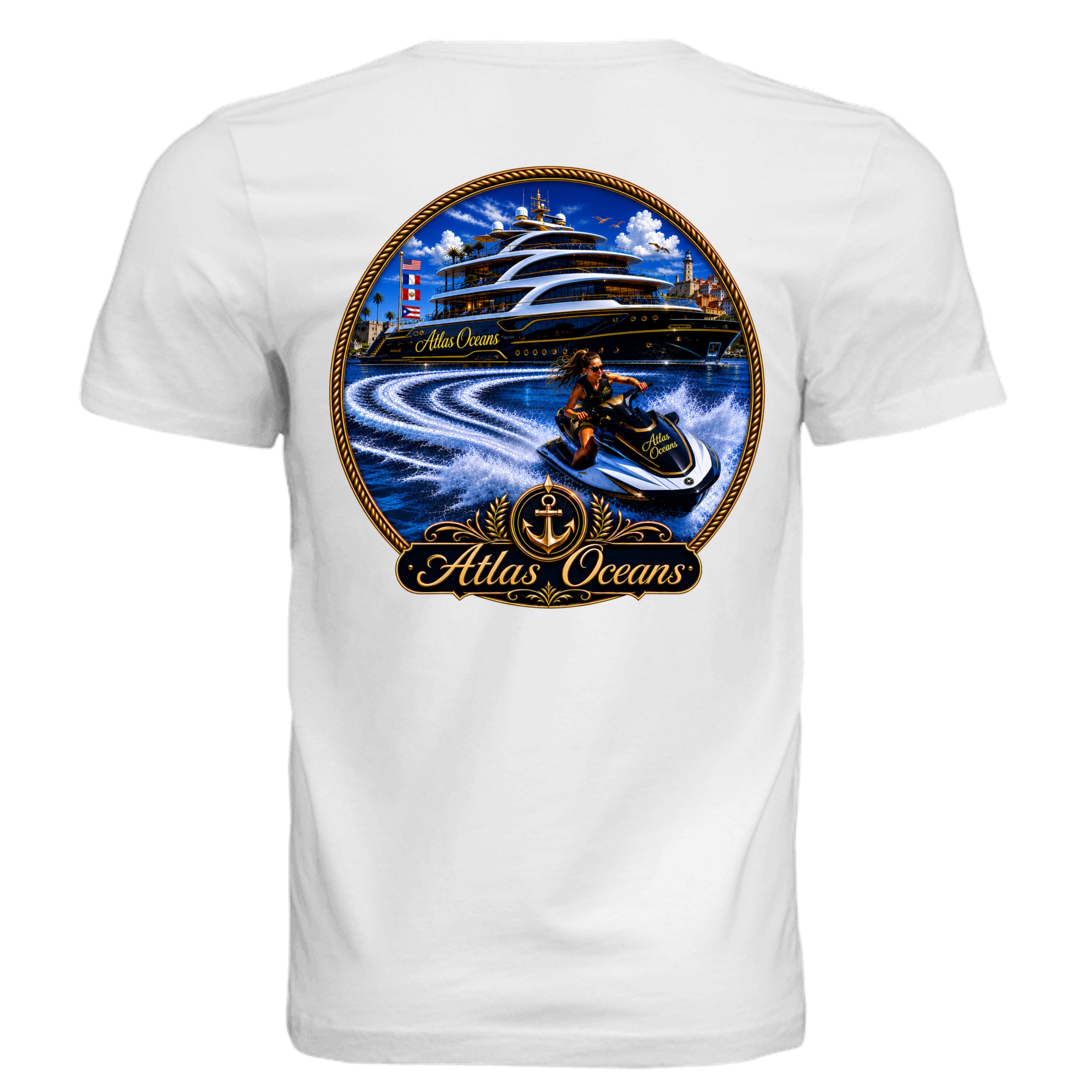 Atlas Oceans Yacht Donut Tee · White Swell · Back