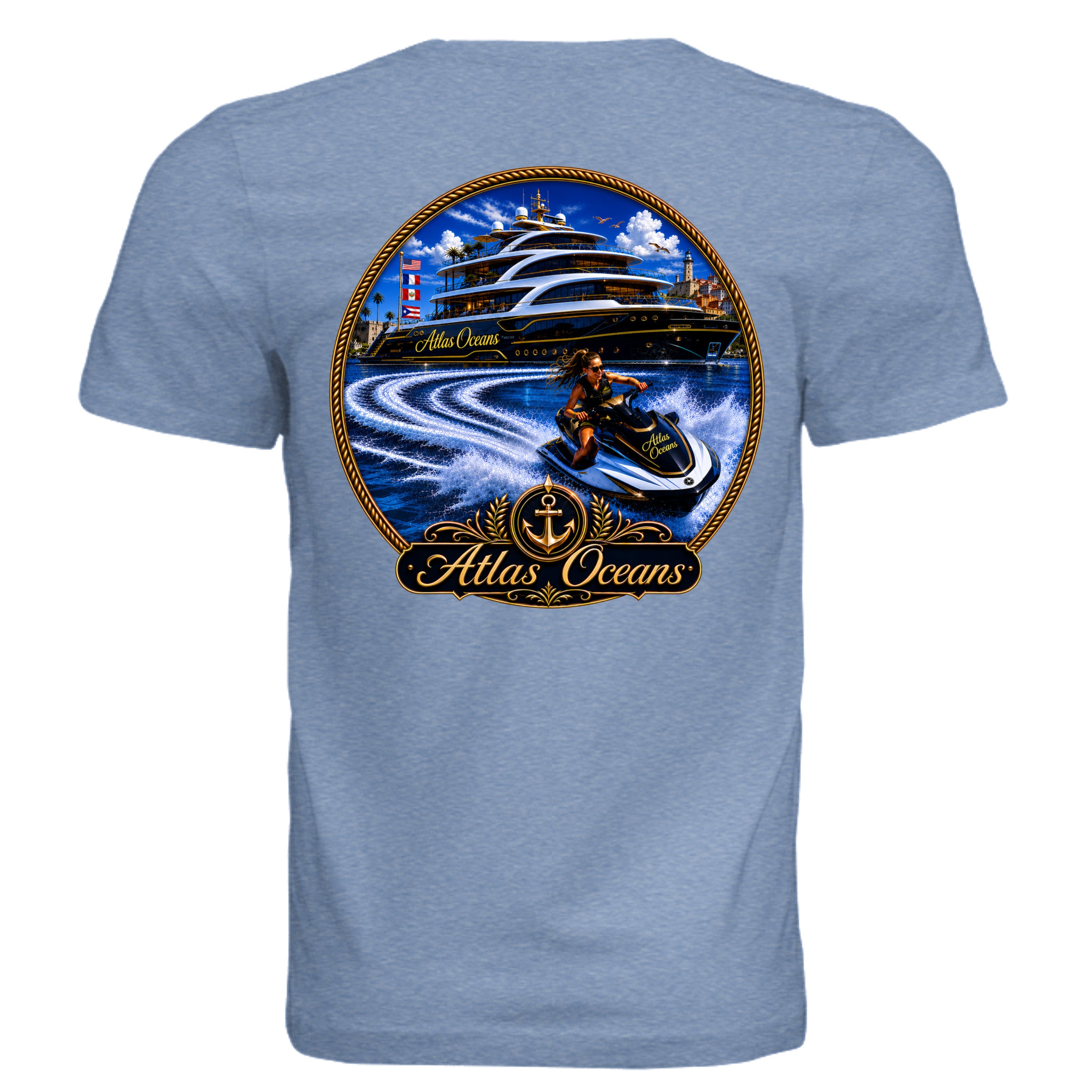 Atlas Oceans Yacht Donut Tee · Ocean Blue · Back