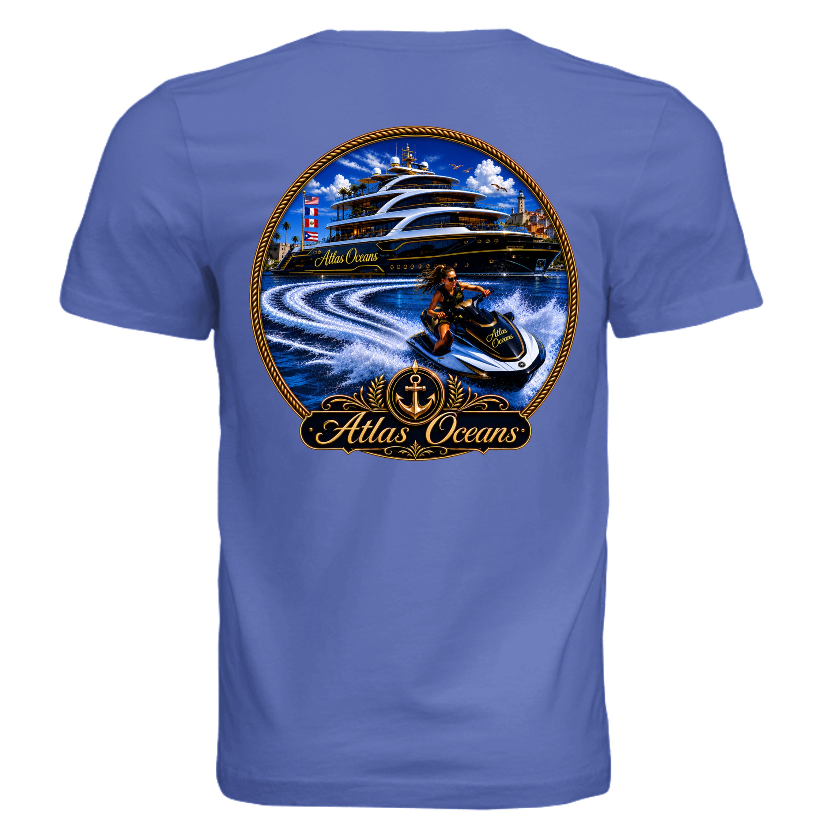 Atlas Oceans Yacht Donut Tee · Marina Blue · Back