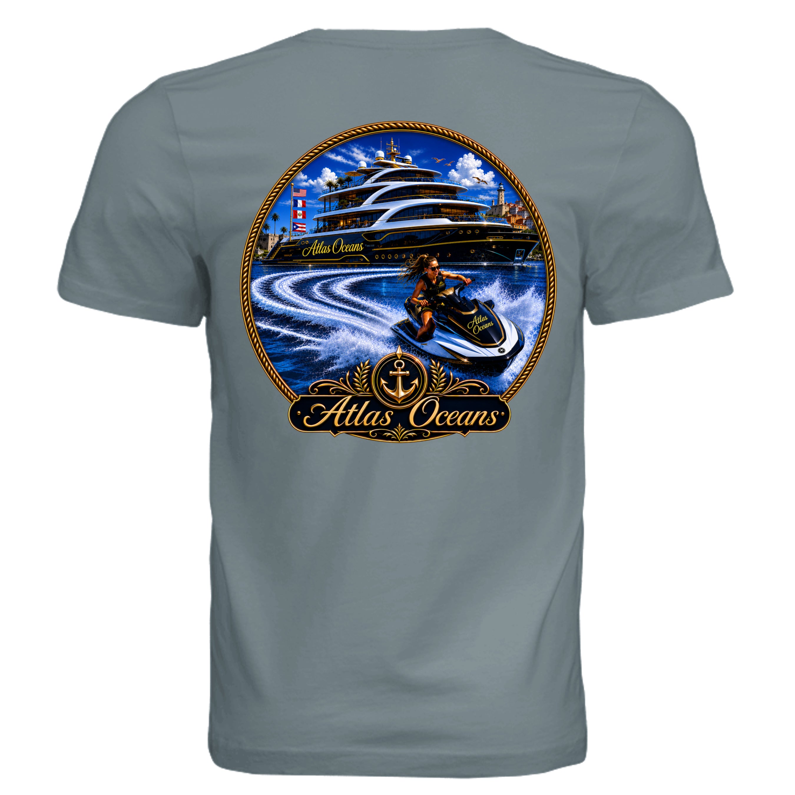 Atlas Oceans Yacht Donut Tee · Blue Storm · Back