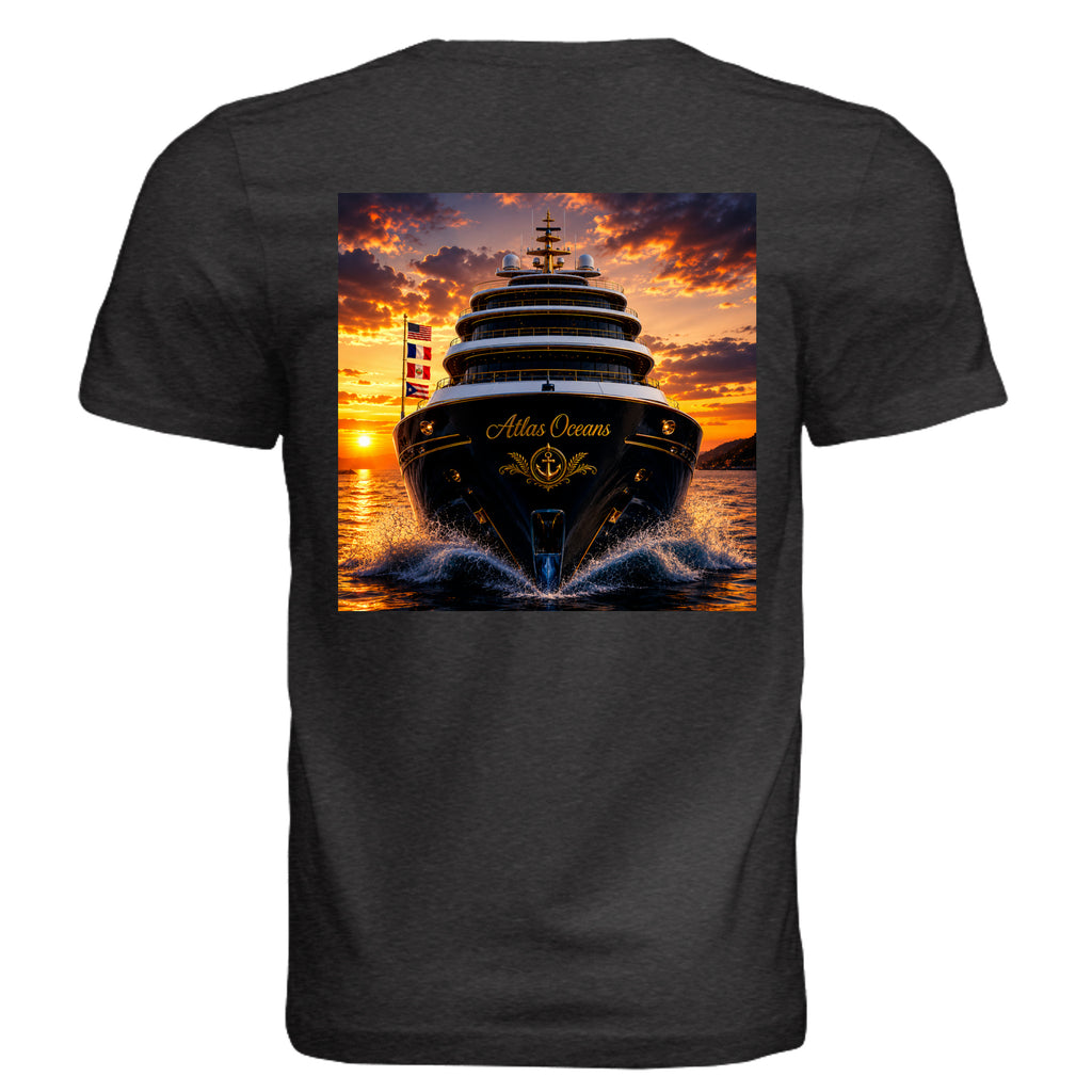 Atlas Oceans Eco-Superyacht Tee · Black Heather · Back