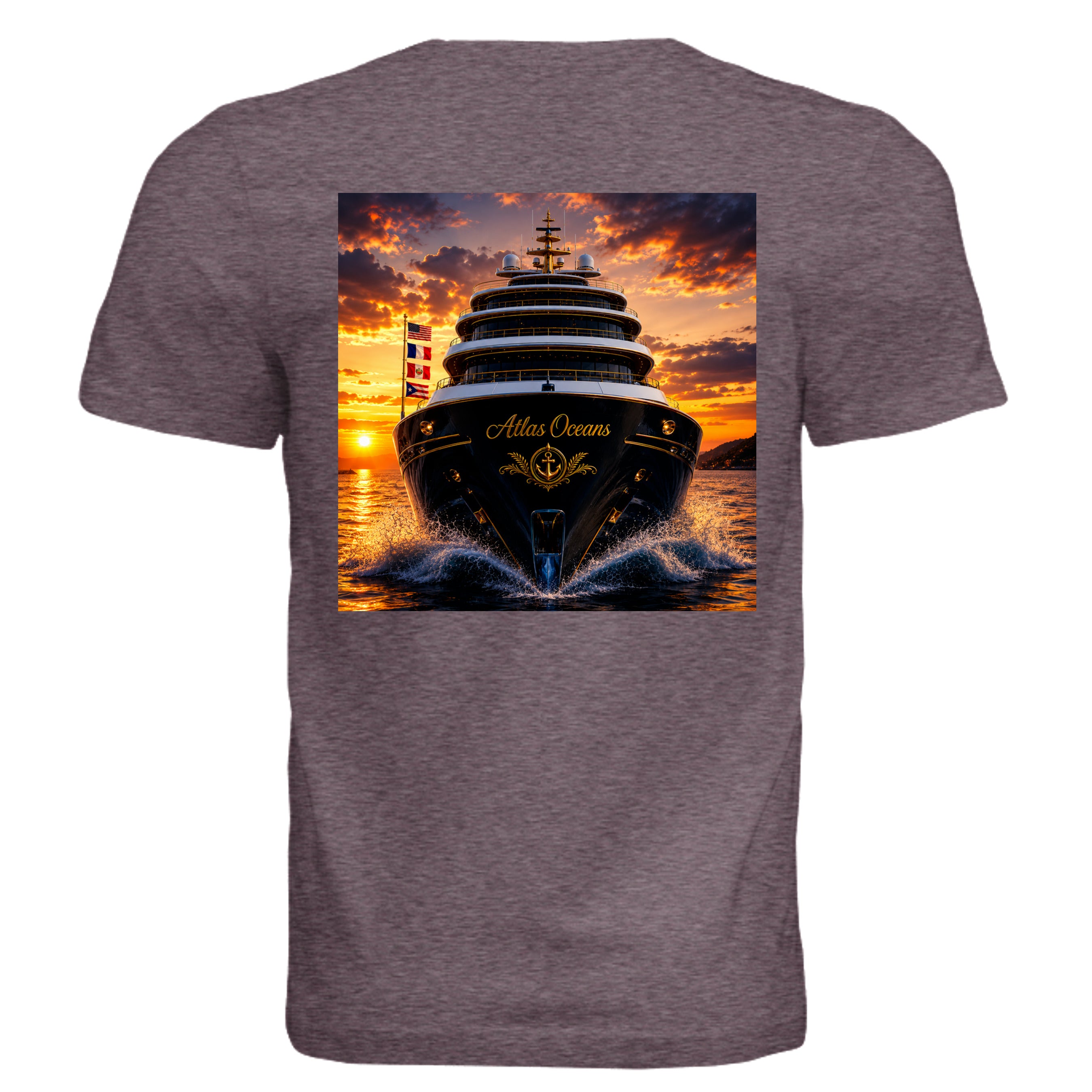 Atlas Oceans Eco-Superyacht Tee · Reef Claret · Back