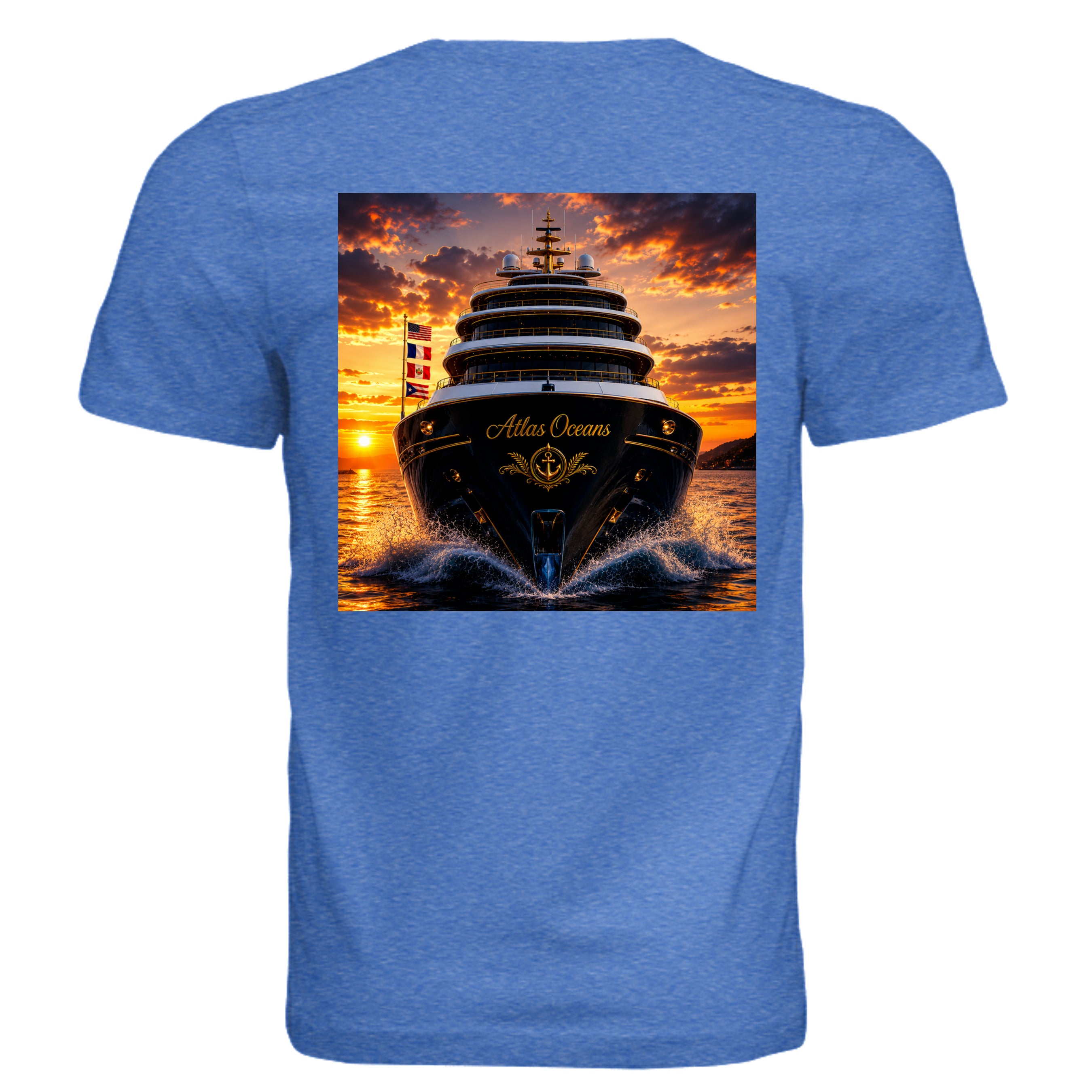 Atlas Oceans Eco-Superyacht Tee · Marina Blue · Back