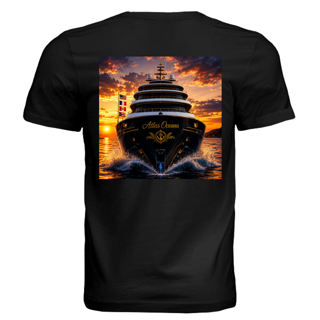 Atlas Oceans Eco-Superyacht Tee · Midnight Black · Back