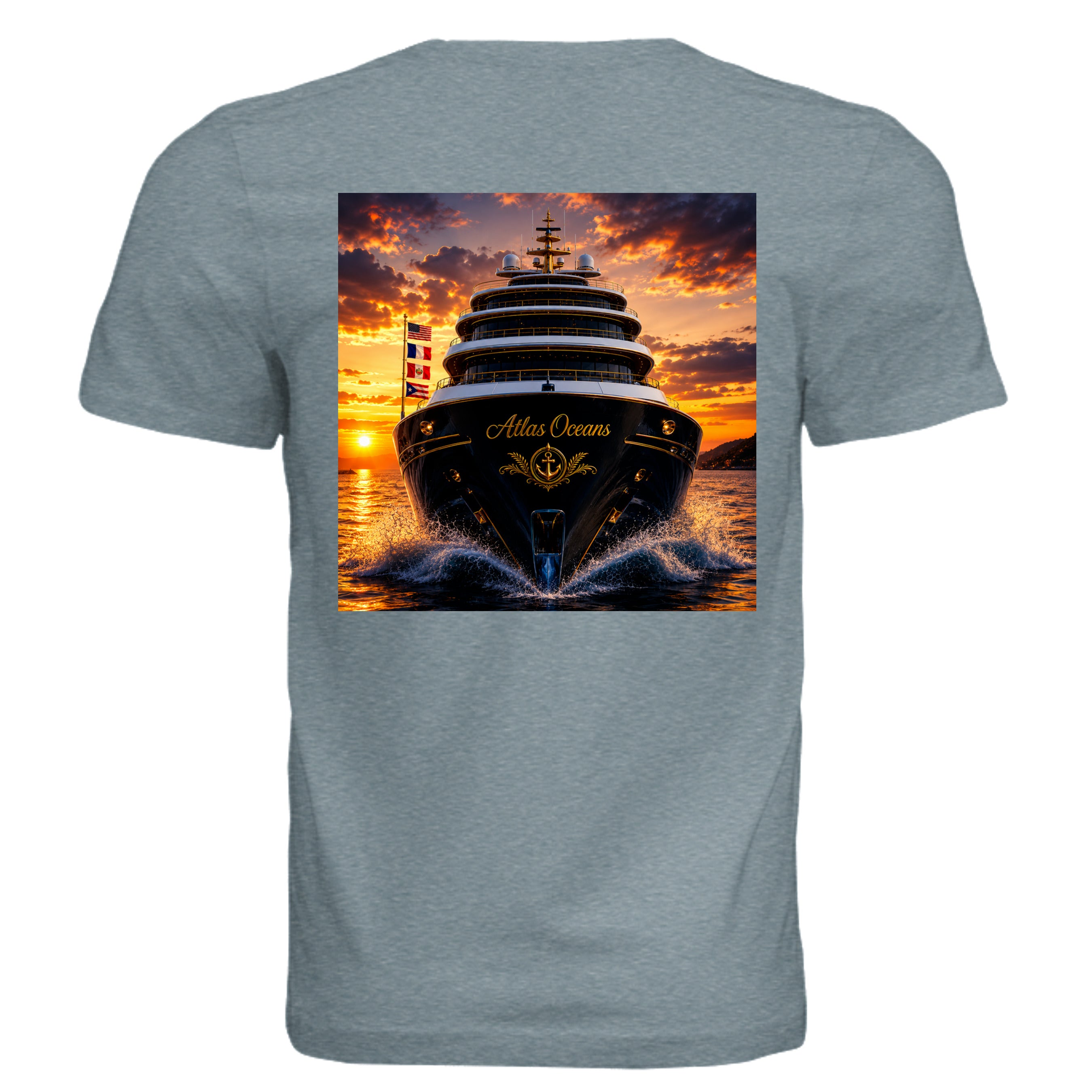 Atlas Oceans Eco-Superyacht Tee · Denim Tide · Back