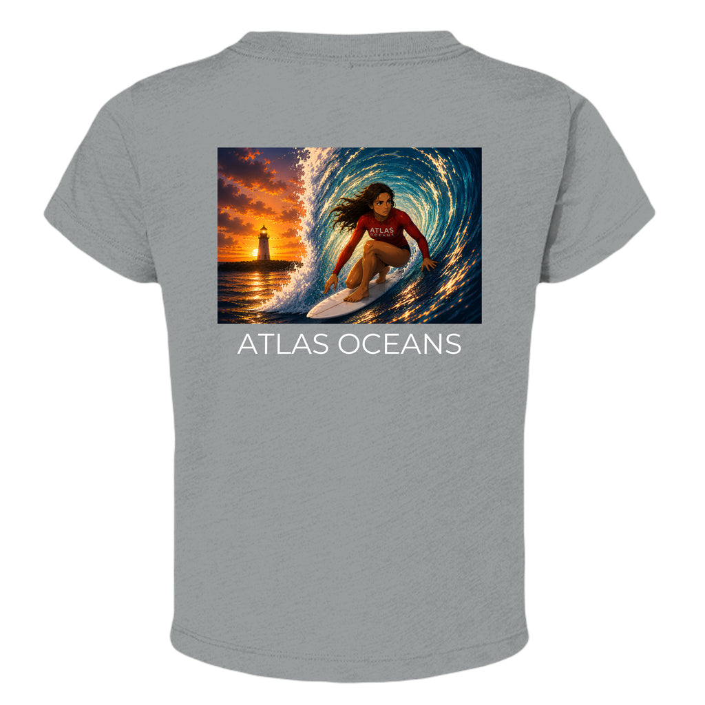 Atlas Oceans Girls Swell Toddler T-Shirt · Surf Grey · Back