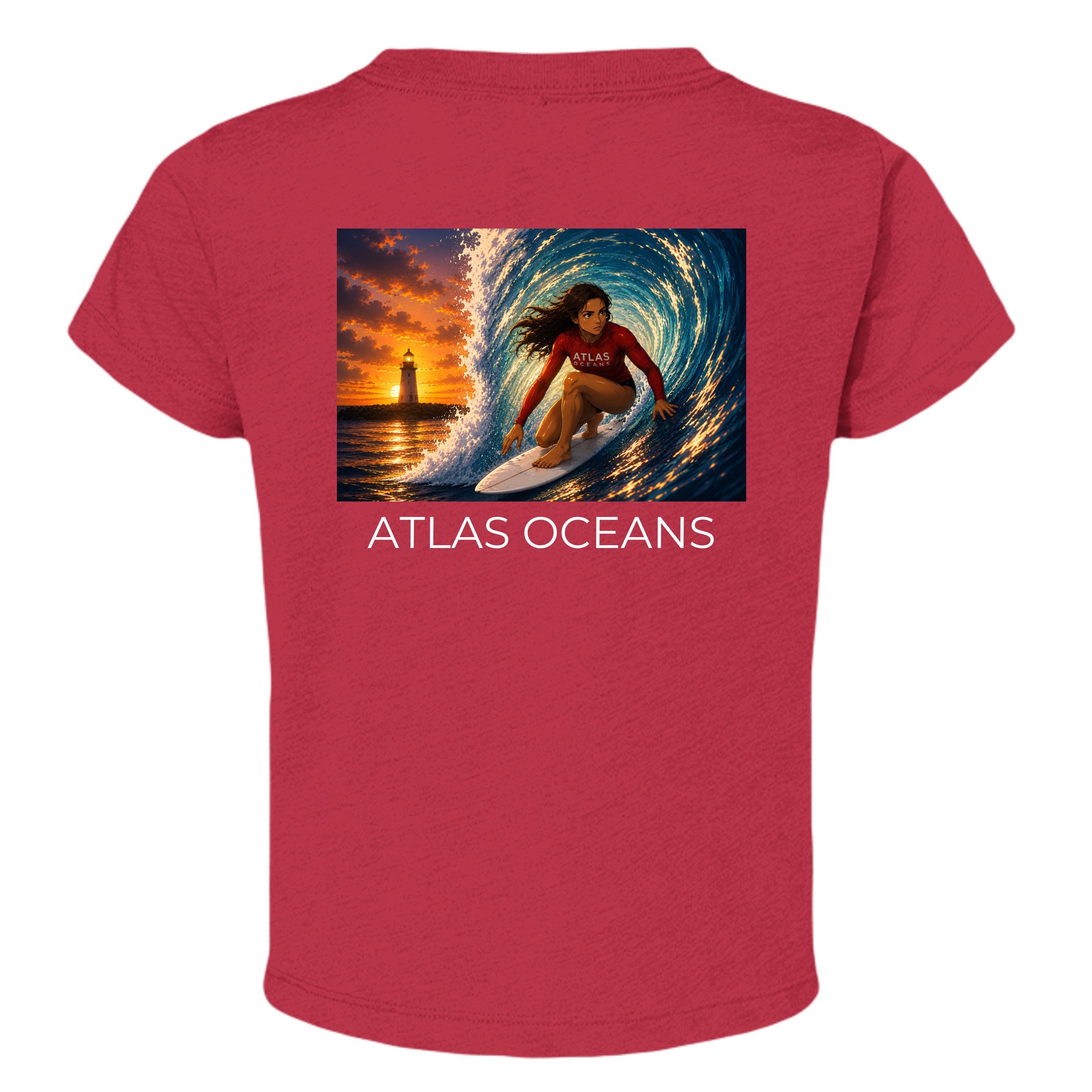 Atlas Oceans Girls Swell Toddler T-Shirt · Reef Red · Back