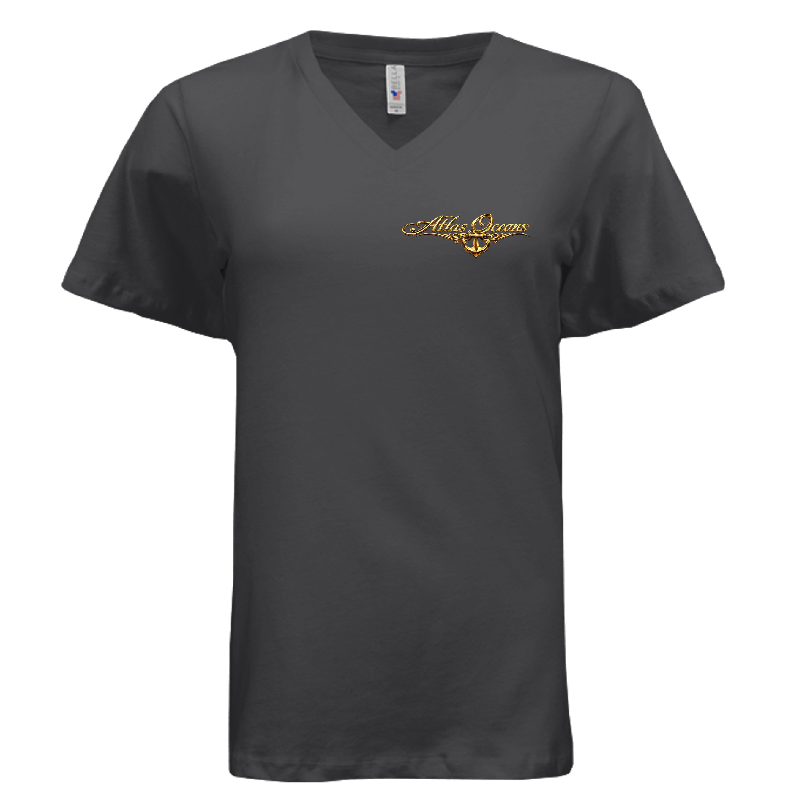Atlas Oceans Women's Aft Deck V-Neck Tee · Storm Grey · Front