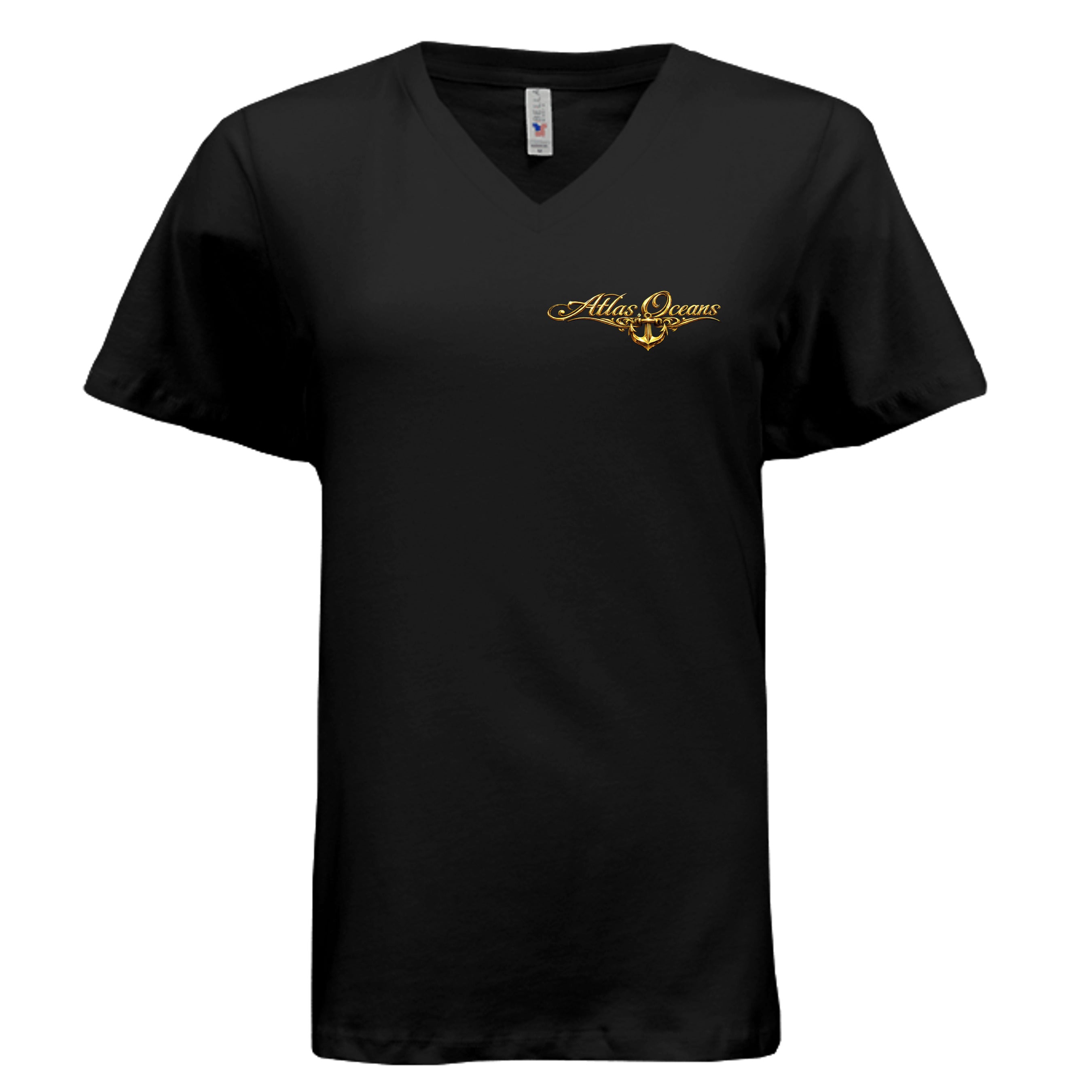 Atlas Oceans Women's Aft Deck V-Neck Tee · Midnight Black · Front