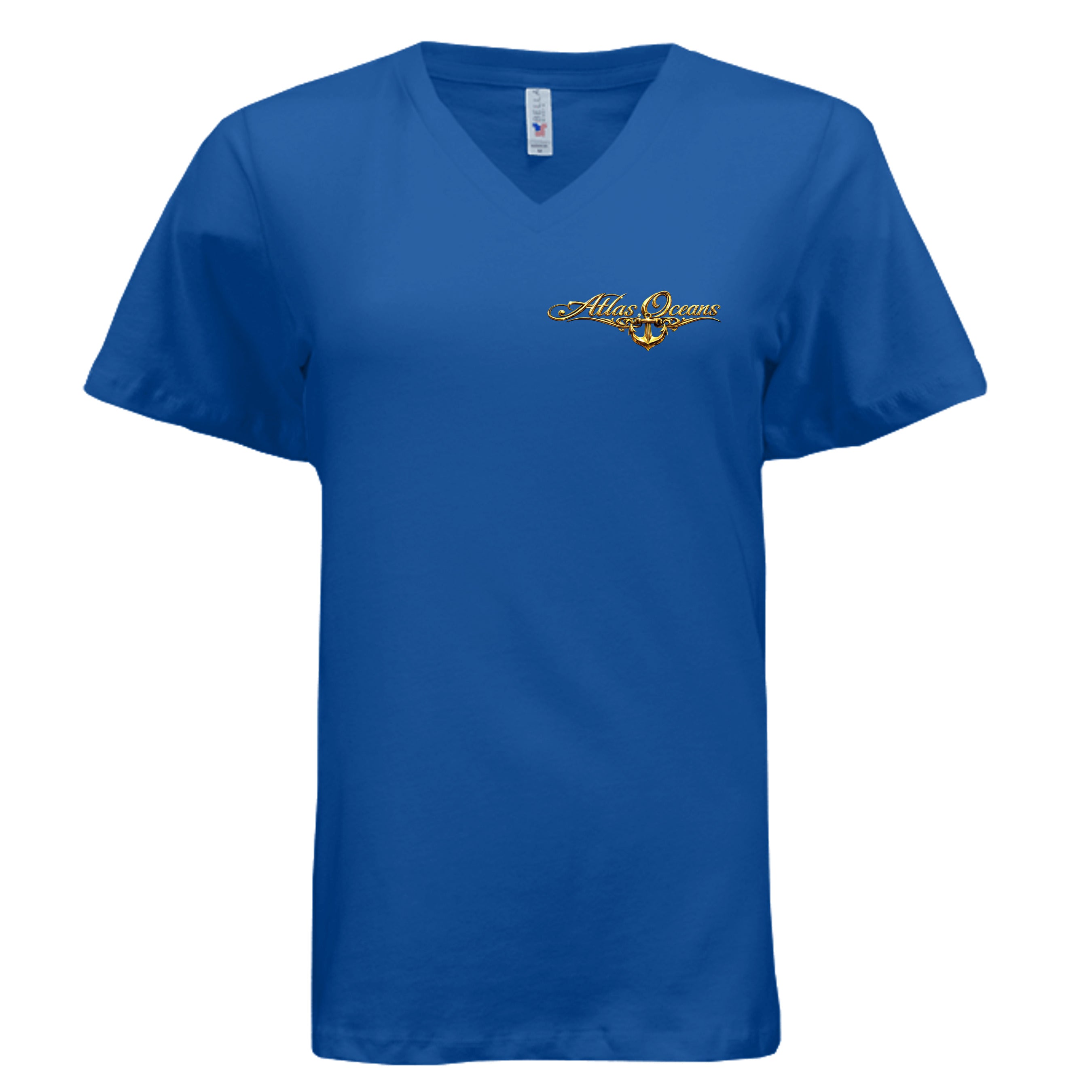 Atlas Oceans Women's Aft Deck V-Neck Tee · Marina Blue · Front