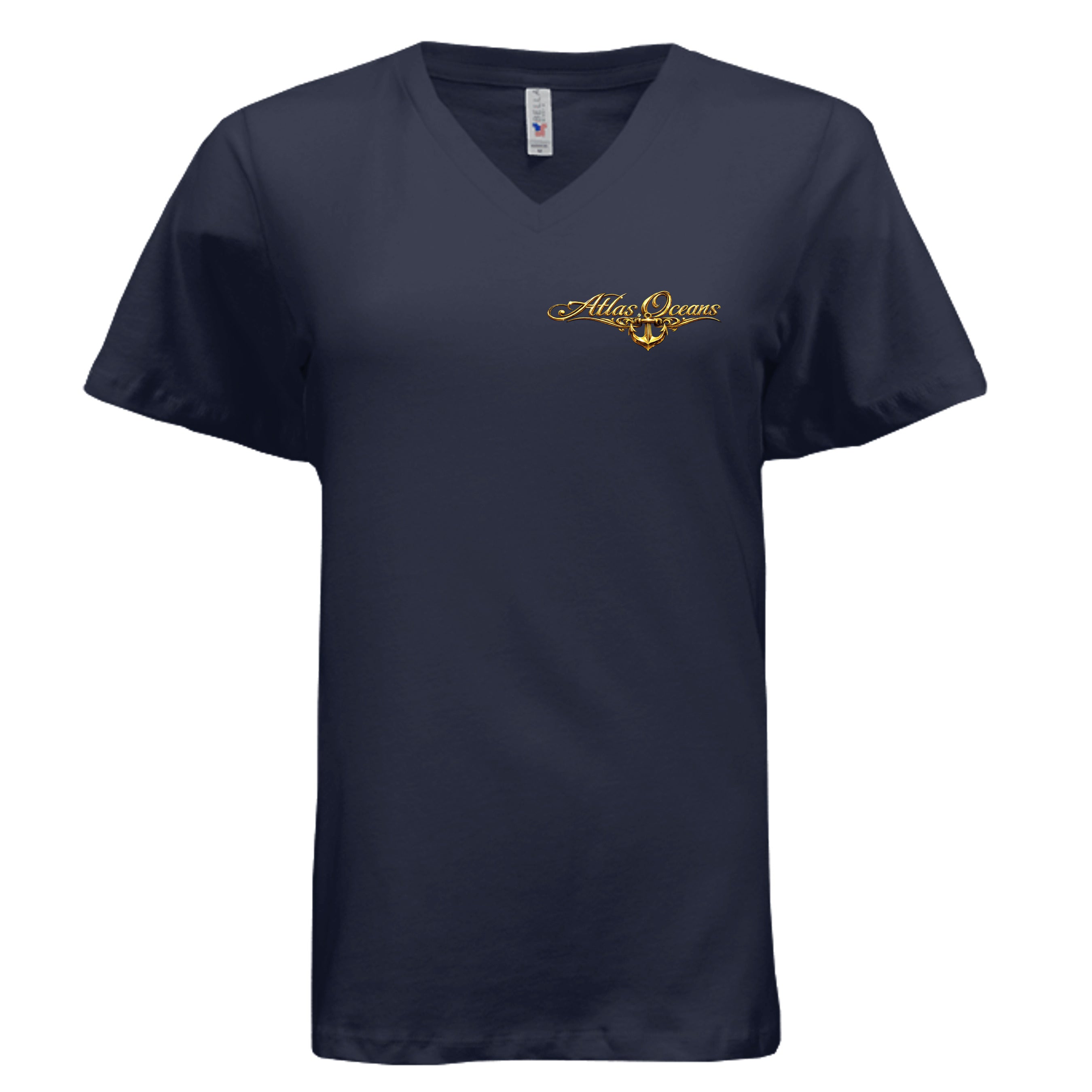 Atlas Oceans Women's Aft Deck V-Neck Tee · Deep Navy · Front