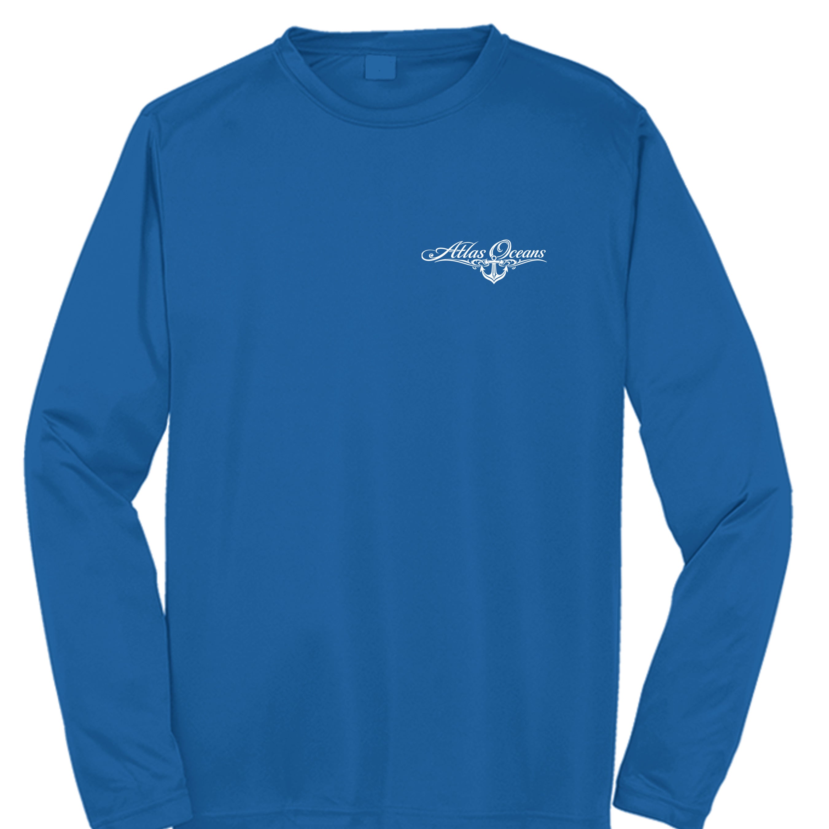 Atlas Oceans Team Long Sleeve Performance Tee · Ocean Blue · Front