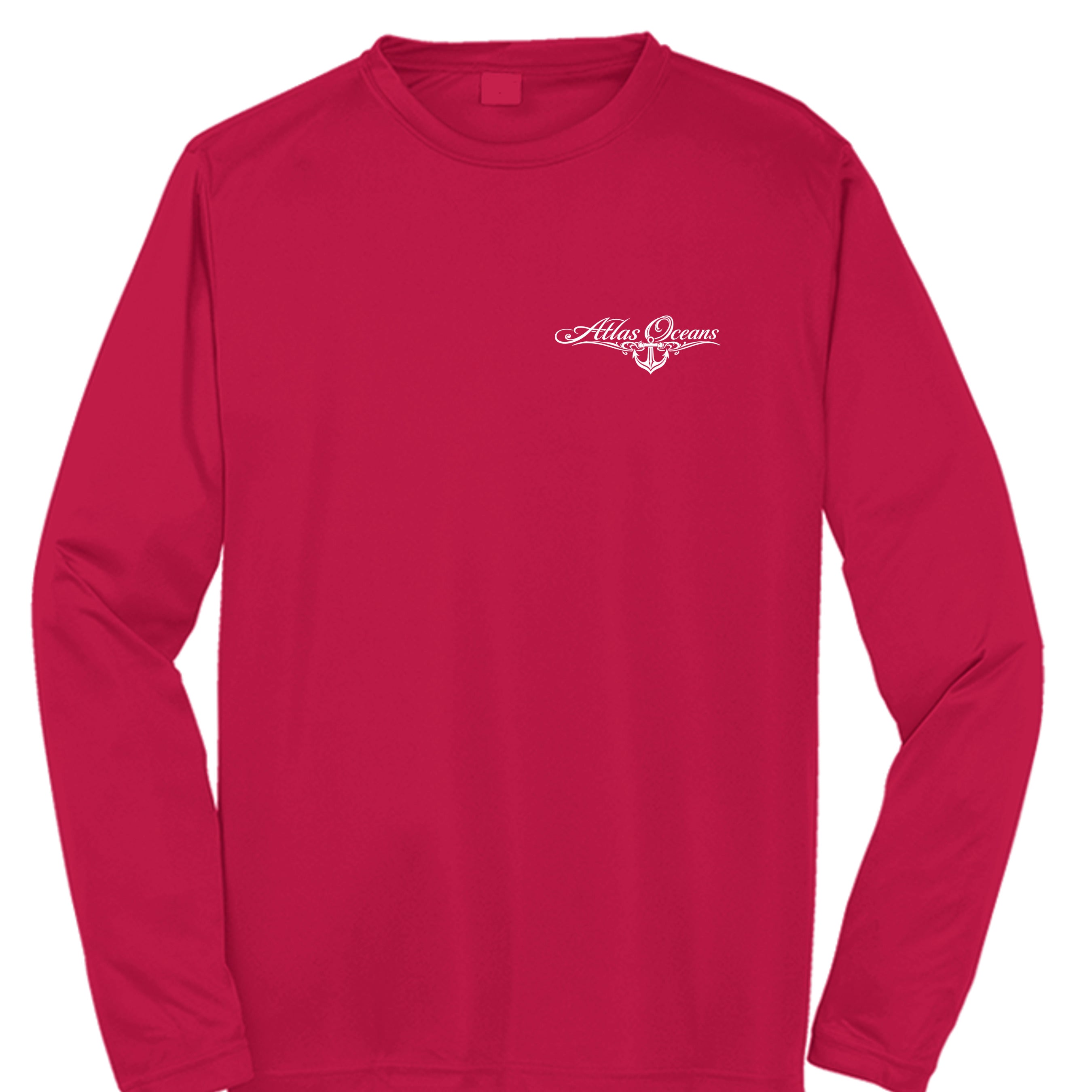 Atlas Oceans Team Long Sleeve Performance Tee · Scarlet Tide · Front