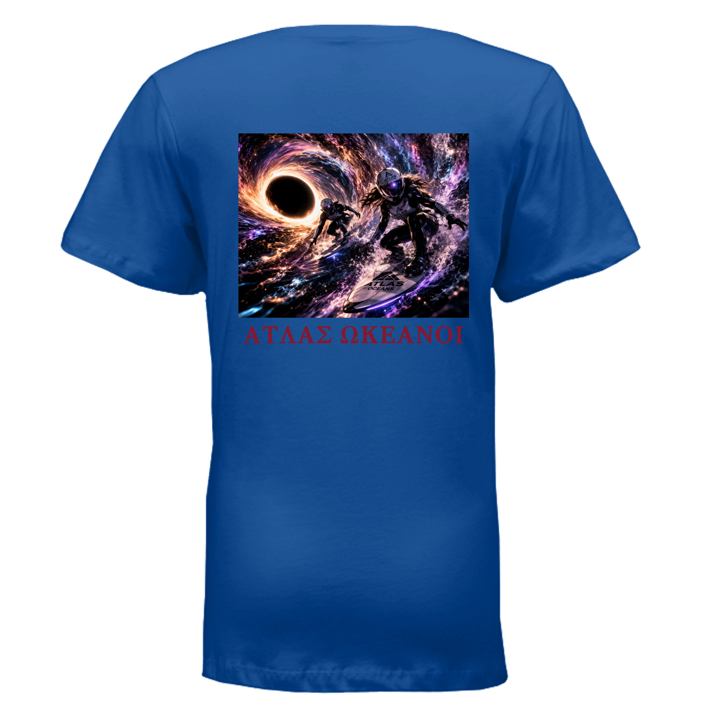 Atlas Oceans Cosmic Reentry V-Neck · Ocean Blue · Back