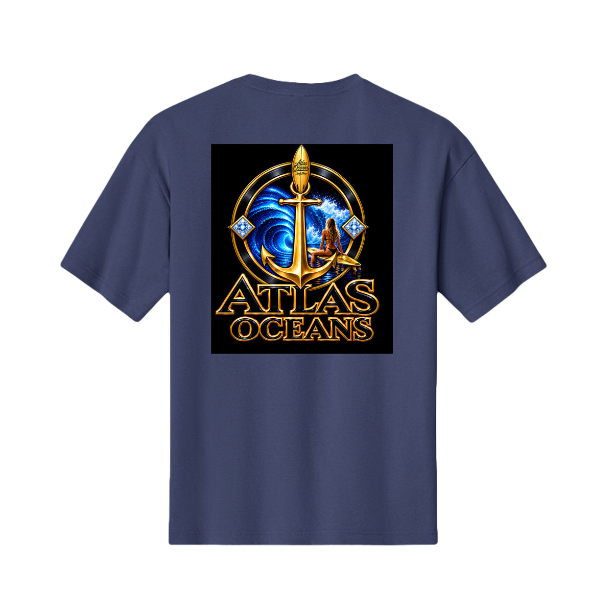 Atlas Oceans Golden Surf T-Shirt · Deep Navy · Back