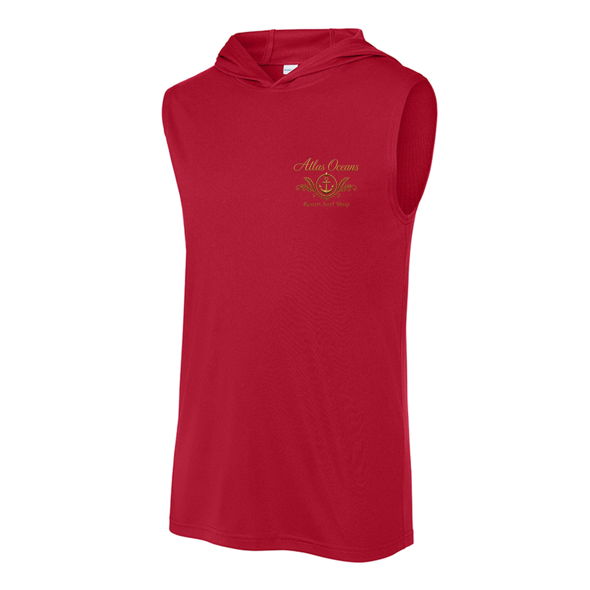 Atlas Oceans Sleeveless Swell Hoodie · Deep Red · Front