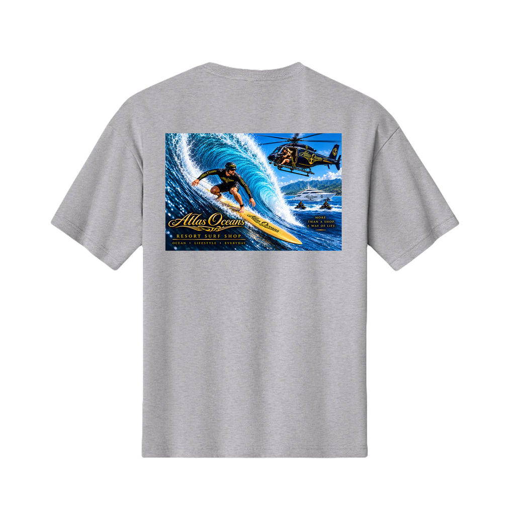 Atlas Oceans VIP Surfer T-Shirt in Athletic Heather, Back View
