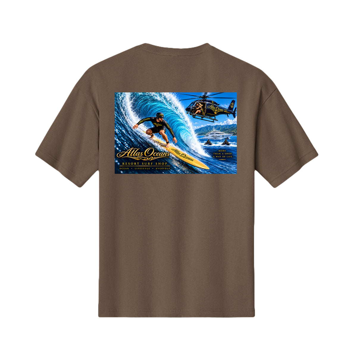 Atlas Oceans VIP Surfer T-Shirt in Vintage Denim, Back View