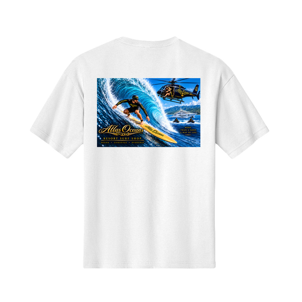 Atlas Oceans VIP Surfer T-Shirt in White, Back View