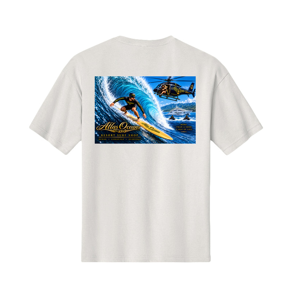 Atlas Oceans VIP Surfer T-Shirt in Vintage White, Back View