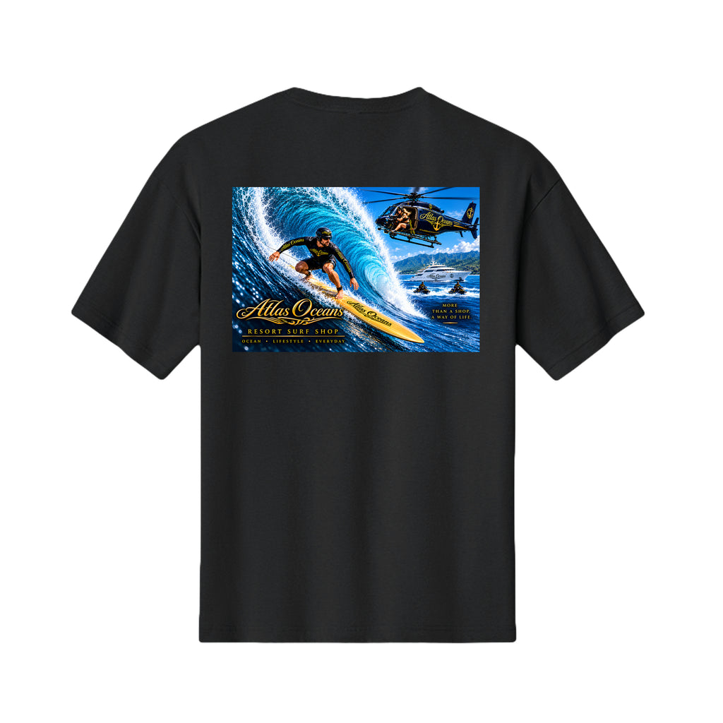 Atlas Oceans VIP Surfer T-Shirt in Vintage Black, Back View