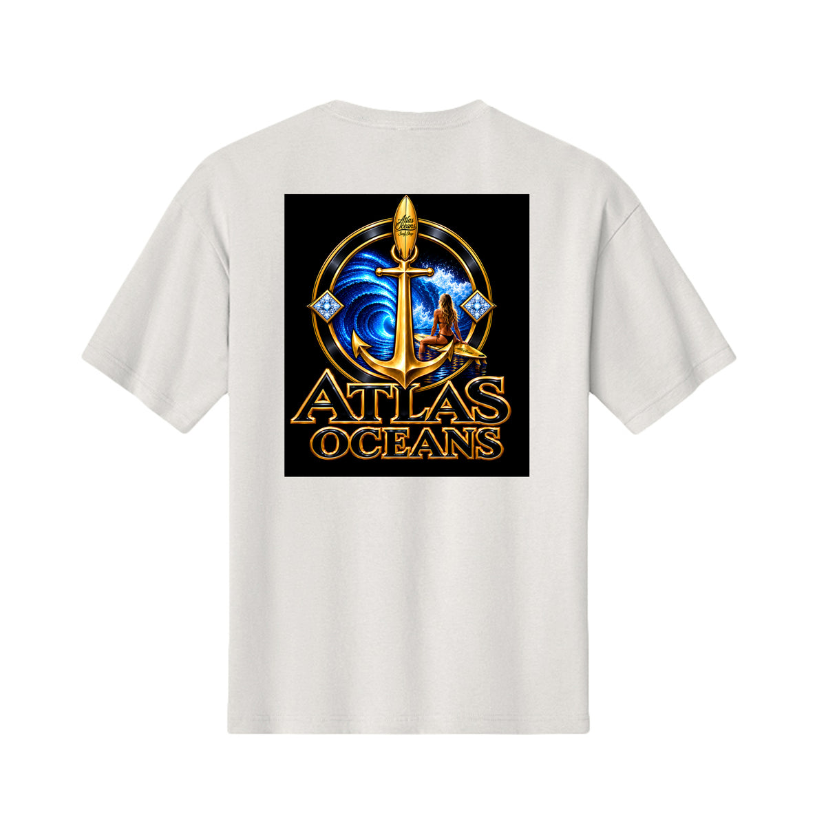 Atlas Oceans Golden Surf T-Shirt · White Swell · Back